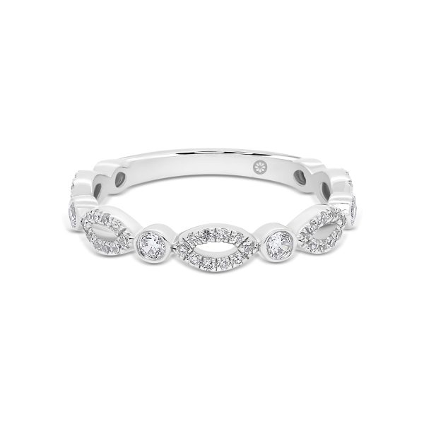 Tamika Lab Grown Diamond 3/4 band with pave marquise shape and bezel set round alternating