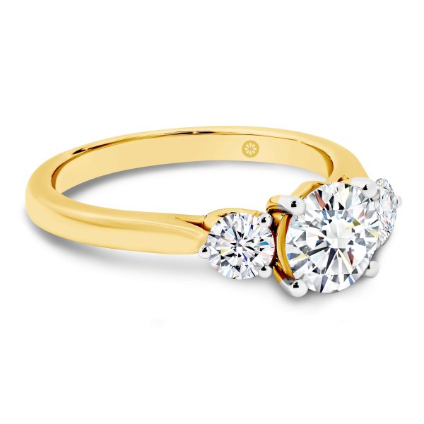 Theresa three stone Lab Grown Diamond engagement ring with 1.00 carat round centre stone and heart shaped gallery