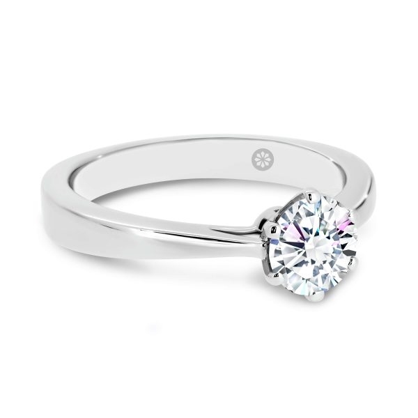 Taylor Round solitaire Lab Grown Diamond engagement ring on flat tapered band