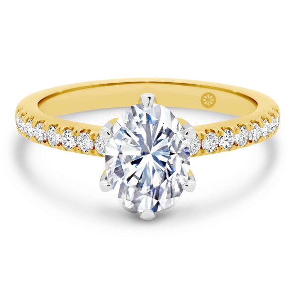Victoria Oval 1.50-2.00 Lab Grown Diamond Engagement Ring On Thin Encrusted Half Band