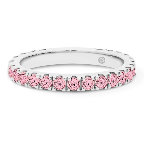 Angelica 2.0-2.5 Pink prong set wedding ring with pink lab grown diamonds