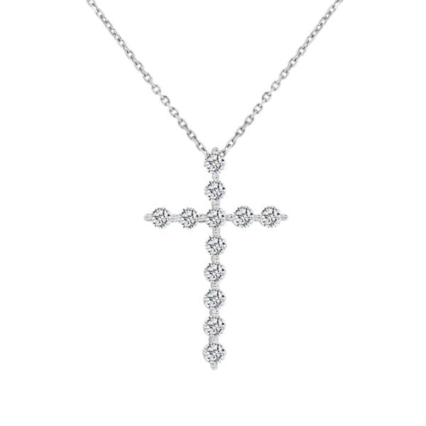 Rebecca Round Cut Lab Grown Diamond Cross Slider Pendant