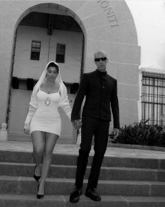 Kourtney Kardashian And Travis Baker On Their Wedding Day In Santa Barbara.