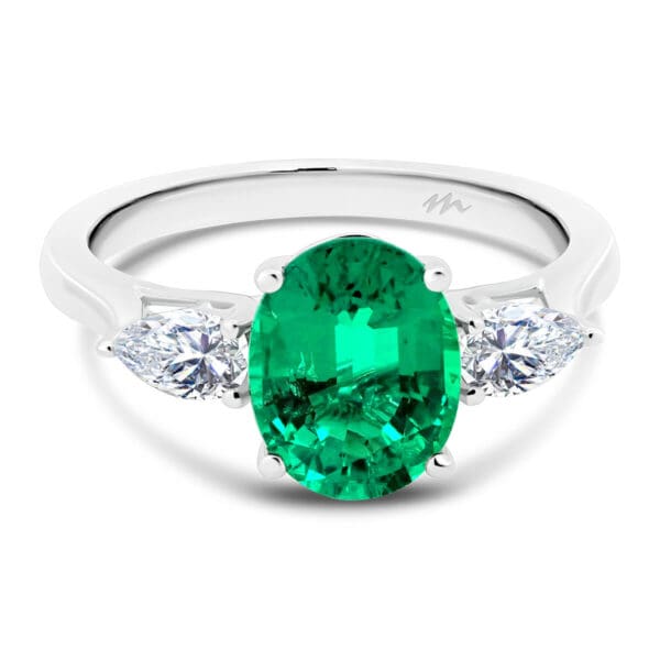 Tara Oval 3 stone ring with Pear side stones