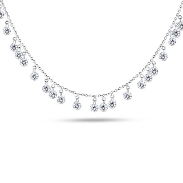 Clara laser-drilled diamond dangle necklace