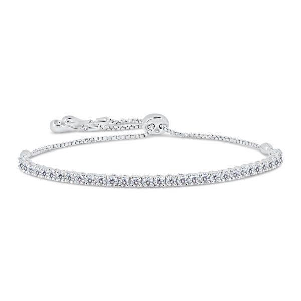 Cleopatra 2.0 4-prong half tennis bracelet with accented adjustable band
