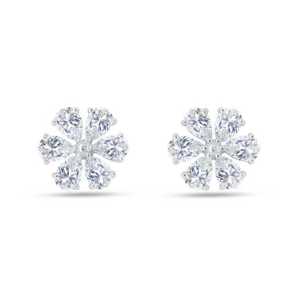 Fresia Pear Cut Floral Blossom Lab Grown Diamond Earrings In 18K Gold