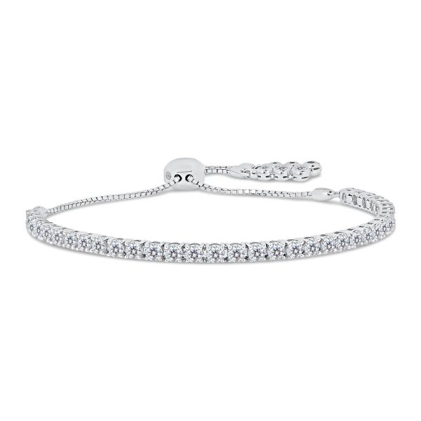 Juno 2.5-3.0 4-Prong Half Tennis Bracelet With Accented Adjustable Band