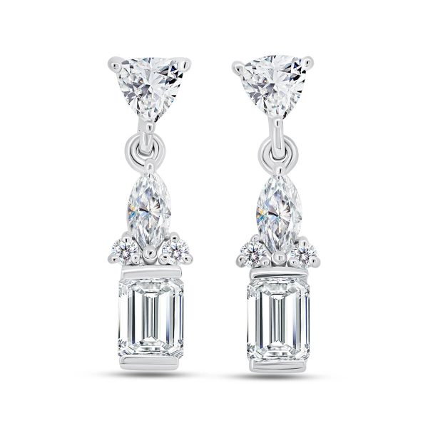 Kiana Lab Grown Diamond Earrings With Emerald Cut Centre Drop