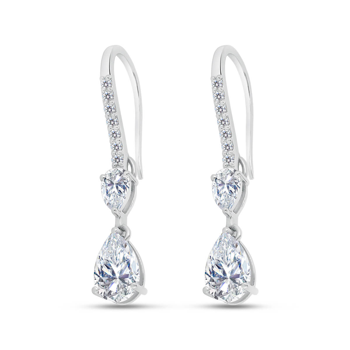 Laurie Pear Cut Double Drop Lab Grown Diamond Earrings On Hook