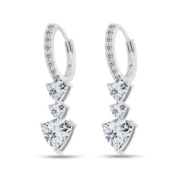Loretta Triple Trilliant Cut Lab Grown Diamond Earrings On Hoop Top