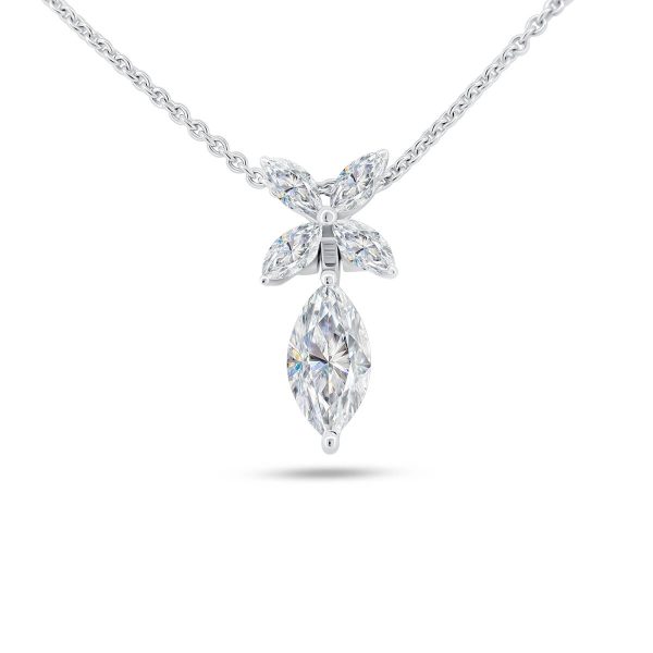 Milani Lab Grown Diamond Pendant With Marquise Drop On Four-Leaf Clover