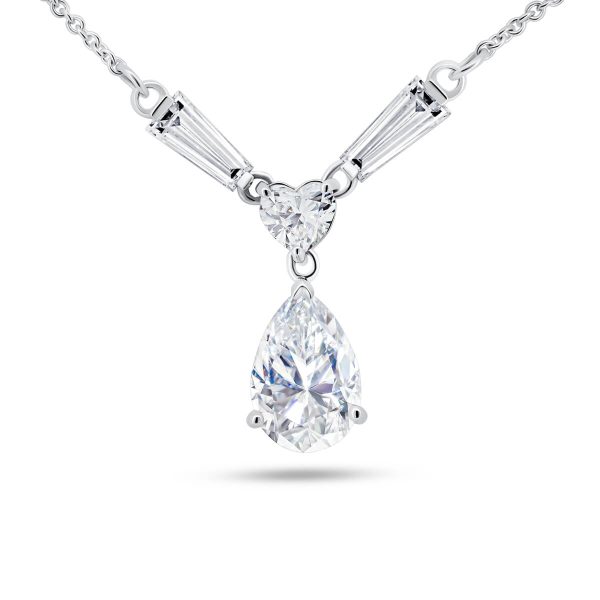 Sonia lab grown diamond necklace with pear drop on a heart cut