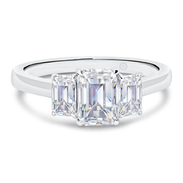 Alexa 3 Stone Emerald Cut Lab Grown Diamond Engagement Ring