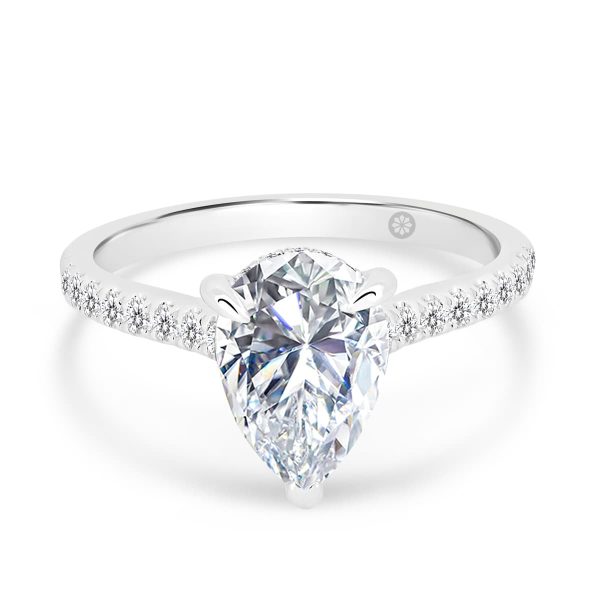 Harmony Lab Grown Diamond Pear 1.50-2.00 ring with stone set gallery on delicate half band