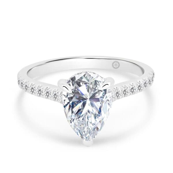 Harmony Lab Grown Diamond Pear 1.50-2.00 Ring With Stone Set Gallery On Delicate Half Band