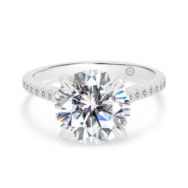 Harmony Lab Grown Diamond Round 3.00-3.50 Ring With Stone Set Gallery On Delicate Half Band