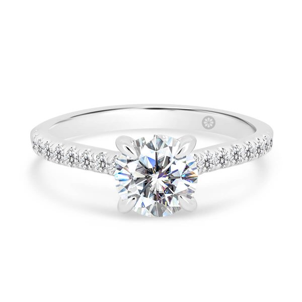 Harmony Lab Grown Diamond Round 6.5-7.0 Ring With Stone Set Gallery On Delicate Half Band