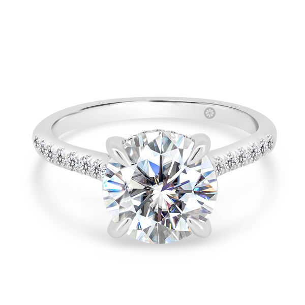 Harmony Lab Grown Diamond Round 2.25-2.50 ring with stone set gallery on delicate half band