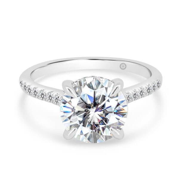 Harmony Lab Grown Diamond Round 2.25-2.50 Ring With Stone Set Gallery On Delicate Half Band