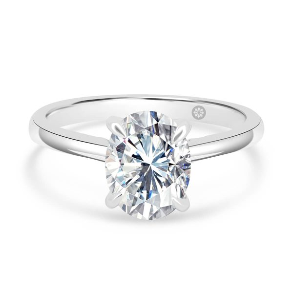 Hattie Lab Grown Diamond Oval 1.50Ct Ring With Stone Set Gallery On Delicate Plain Tapered Band