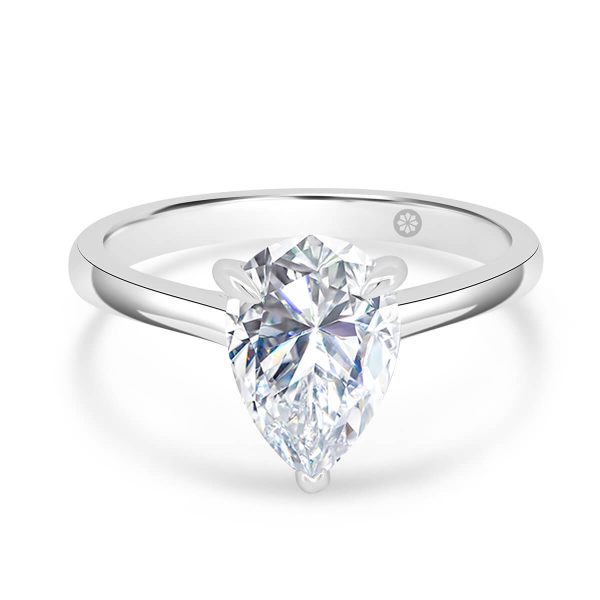 Hattie Lab Grown Diamond Pear 1.50ct ring with stone set gallery on delicate plain tapered band