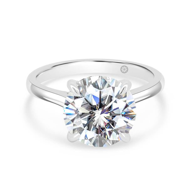 Hattie Lab Grown Diamond Round 3.00 ring with stone set gallery on delicate plain tapered band