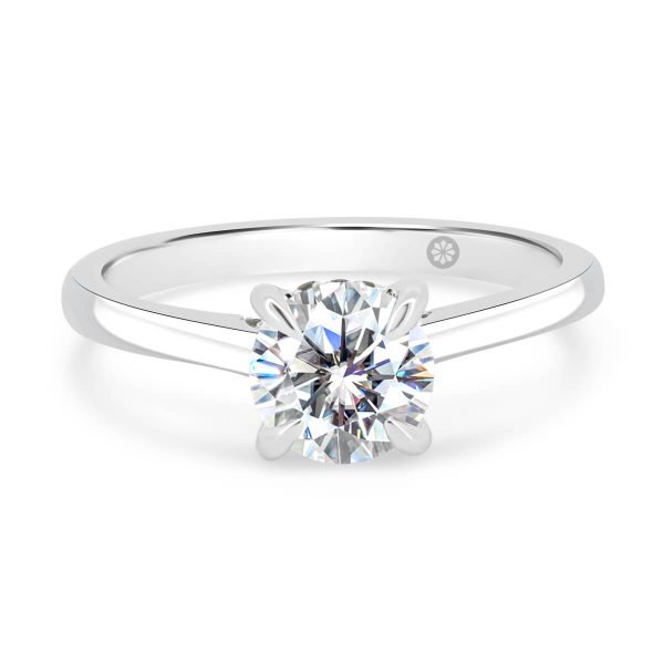 Hattie Lab Grown Diamond Round 1.00 ring with stone set gallery on delicate plain tapered band