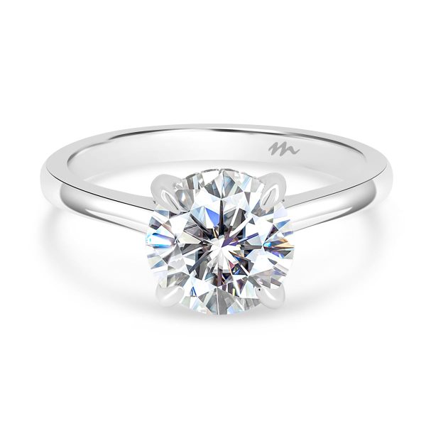 Hattie Round 7.5 Ring With Stone Set Gallery On Delicate Plain Tapered Band