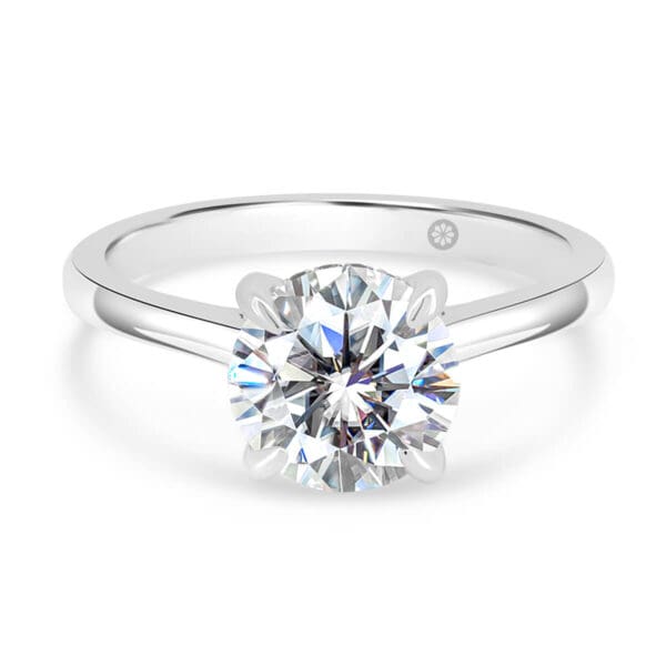 Hattie Lab Grown Diamond Round 1.50 Ring With Stone Set Gallery On Delicate Plain Tapered Band