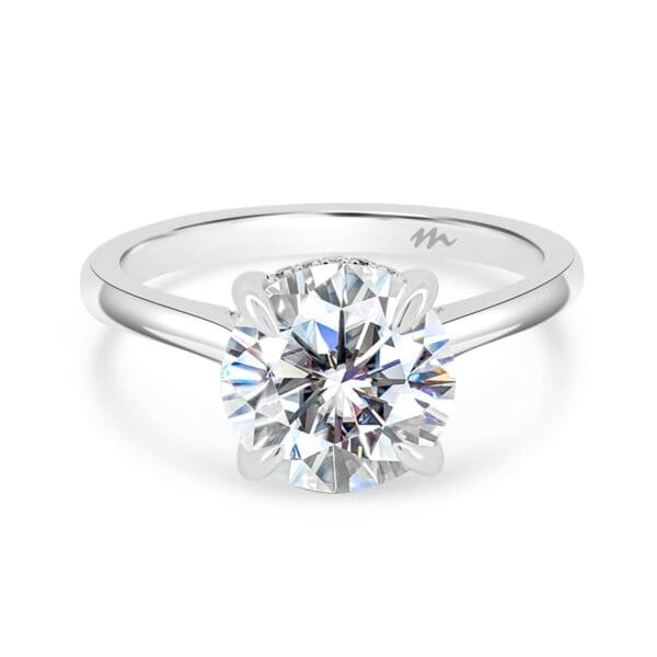 Hattie Round 8.5 Ring With Stone Set Gallery On Delicate Plain Tapered Band