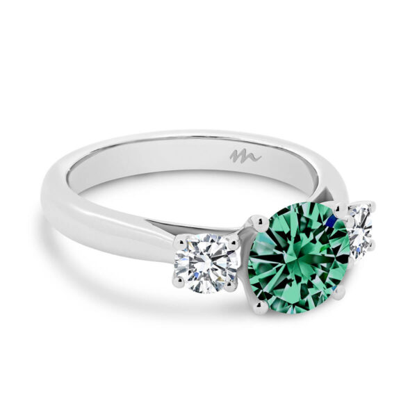 Agnes 7.5 Green 1.50 carat green Moissanite 3 stone ring