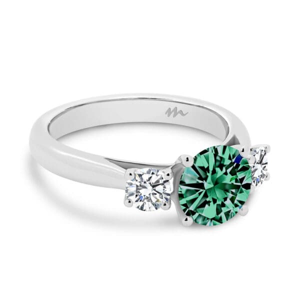 Agnes 7.5 Green 1.50 Carat Green Moissanite 3 Stone Ring