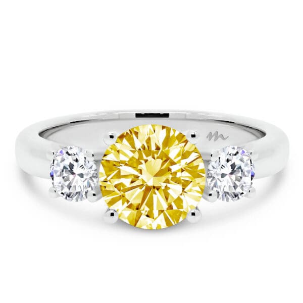 Agnes 7.5 Yellow 1.50 carat yellow Moissanite 3 stone ring