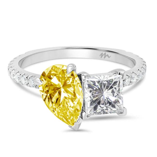 Annique Yellow Princess And Pear Accented Colour Toi Et Moi Ring