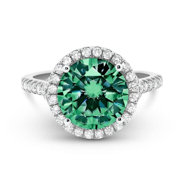 Aria 10.0 Round Green Moissanite Ring With Halo