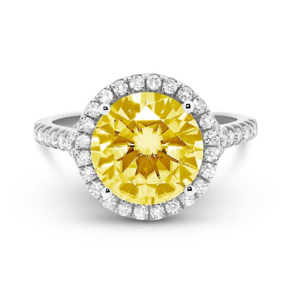 Aria 10.0 Round Yellow Moissanite ring with halo