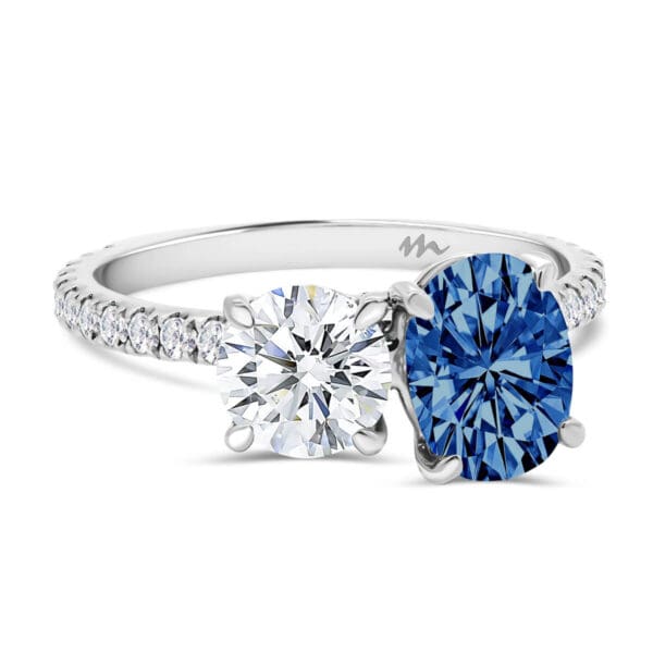 Blanche Blue Round And Oval Accented Colour Toi Et Moi Ring