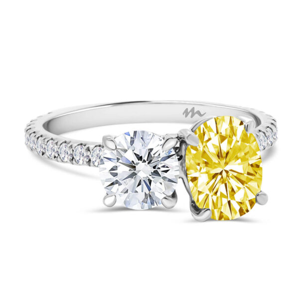 Blanche Yellow round and oval accented Colour Toi Et Moi ring