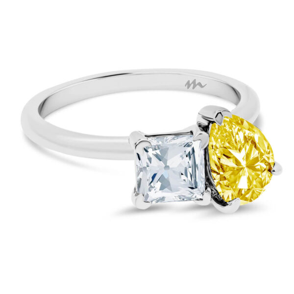 Charlotte Yellow princess and pear Colour Toi Et Moi ring