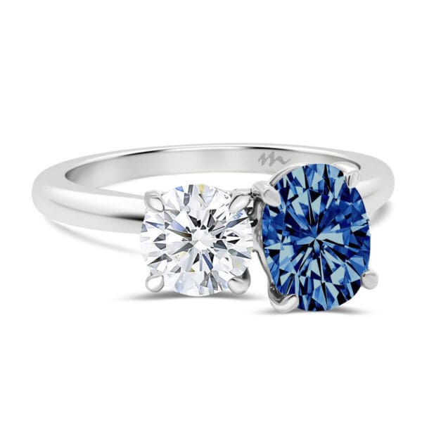 Lisette Blue Round And Oval Colour Toi Et Moi Ring