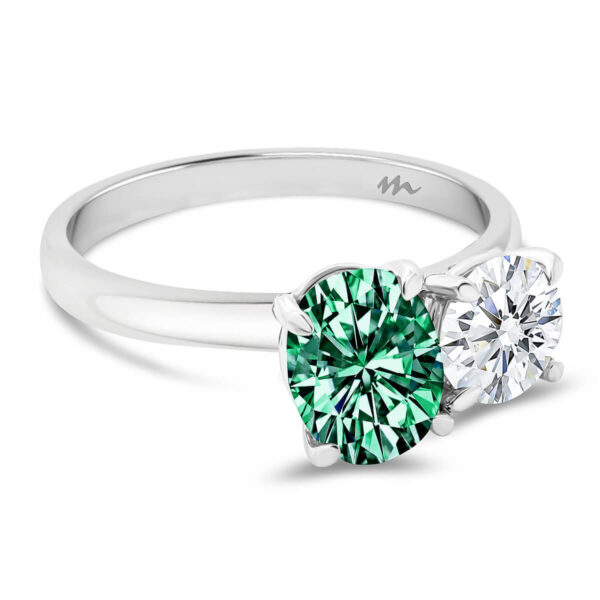 Lisette Green round and oval Colour Toi Et Moi ring