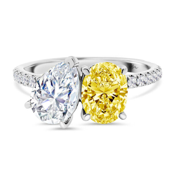 Nicolette Yellow oval and pear accented Colour Toi Et Moi ring