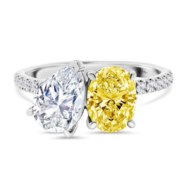 Nicolette Yellow oval and pear accented Colour Toi Et Moi ring