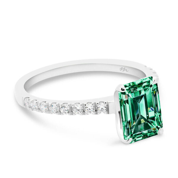 Rosewood Emerald Green with open basket on fine U prong half set band