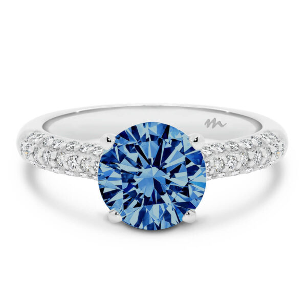 Rosita 8.0 Blue Moissanite with micro pave ring
