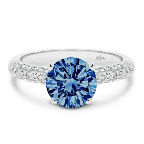 Rosita 8.0 Blue Moissanite With Micro Pave Ring