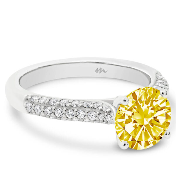 Rosita 8.0 Yellow Moissanite with micro pave ring