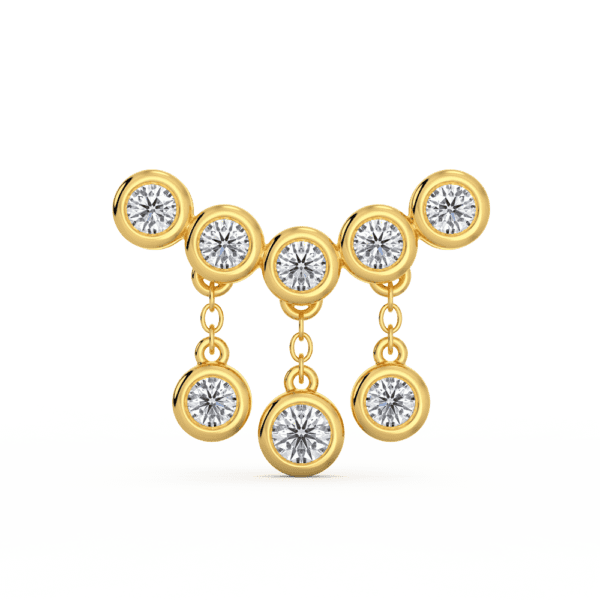 April Front Yellow Gold Diamond 5 Stone Round Bezel Slider Pendant