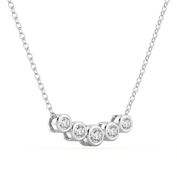 August Angled White Gold Lab Grown Diamond 5 Stone Round Bezel Pendant